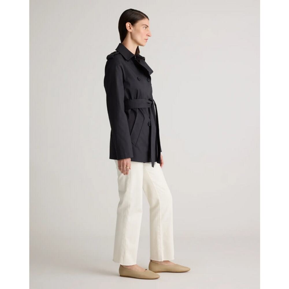 Quince Women Comfort Stretch Short Trench Coat Black Size L - Picture 6 of 8